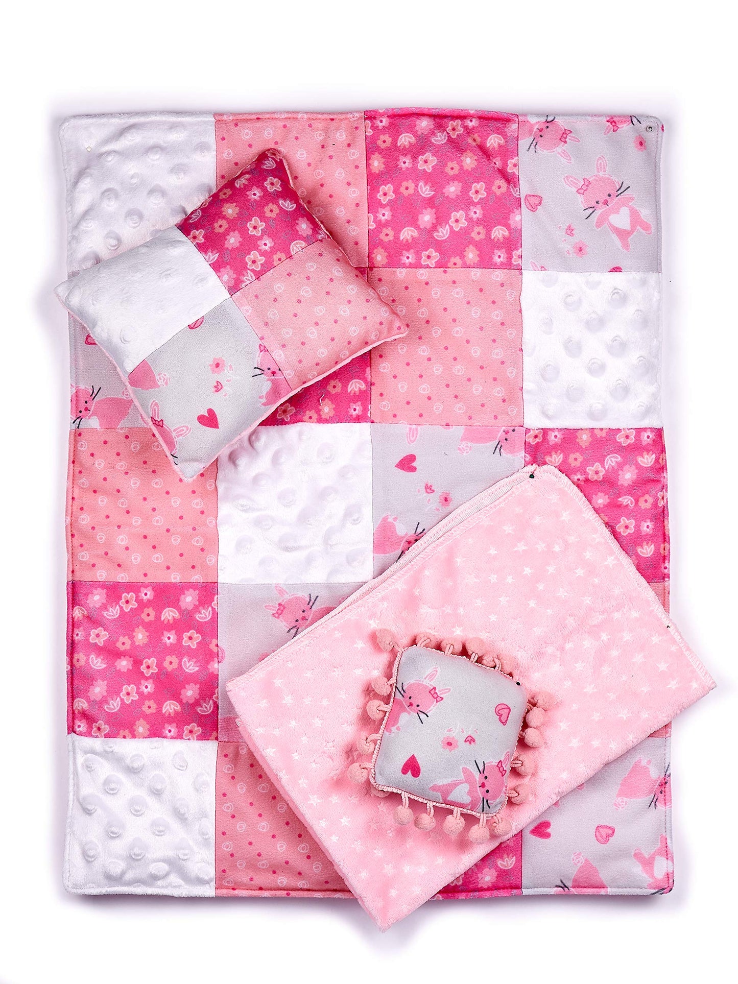 Dreamworld Collections - Quilt - 4 Piece 18 Inch Doll Bedding Set - Fits 18 Inch Dolls (Dolls Not Included)