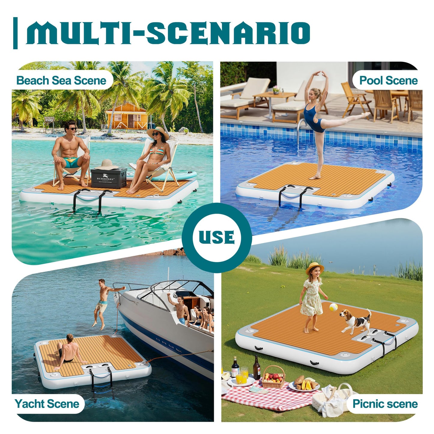 Specraft 7  7FT Inflatable Floating Dock, Non-Slip EVA Air Dock Platform loating Island Raft with Rope Ladder for Pool Lake Beac