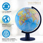 Waypoint Geographic Scout+ Illuminated With Map, World Globe For Kids, Decorative Classroom Globe With Stand, More Than 4000 Places, 12” Interactive Globe, Bonus Map Included, Blue