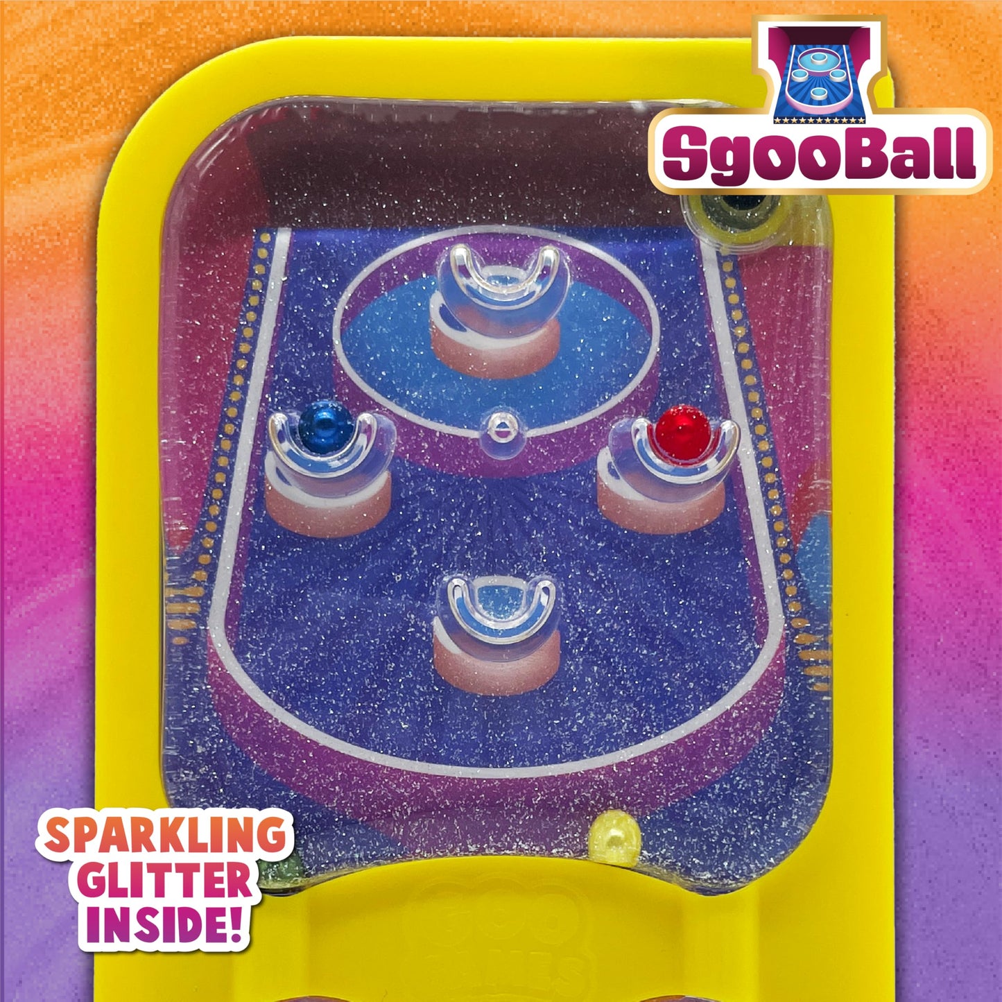 Googames, Hand-Held Water Games With Floating Treasures, Sensory Fidget Game Adventures, Non-Toxic, No-Mess, Mesmerizing Glitter Fun, 3 Game Cards Included, Refillable, Perfect Travel Toy! (Arcade)