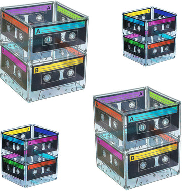 4Es Novelty Cassette Tape Bucket Centerpiece (Pack of 4) 80s Party Supplies, 90s Theme Birthday Party Decoration Cassette Tape