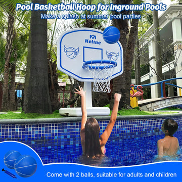 Dahivs Pool Basketball Hoop, Oversized Poolside Basketball Hoop for Swimming Pool Basketball Game, 34x34x42.2 Water Basketball H