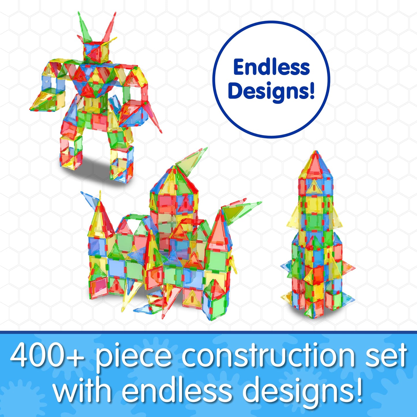 The Learning Journey Techno Tiles Super Set - 400+ Pieces Educational STEM Building Blocks, Multi Color, Plastic, Model 597637