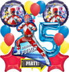 Power Ranger Party Supplies Foil Balloon Bouquet Decoration, Multicolored, Party Accessory, 5th Birthday