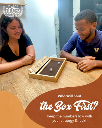 WE Games Wooden Shut The Box - Close The Box Set with 12 Number Tiles & 2 Dice Games - 13.5    Natural Wood Finish