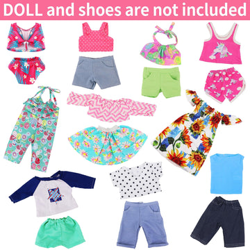 Ecore Fun 10 Sets American 18 Inch Doll Clothes - 18 Pcs Doll Clothing Doll Outfits Dress Swimsuits Jumpsuit Tights For 18 Inch Dolls Christmas Birthday Gift