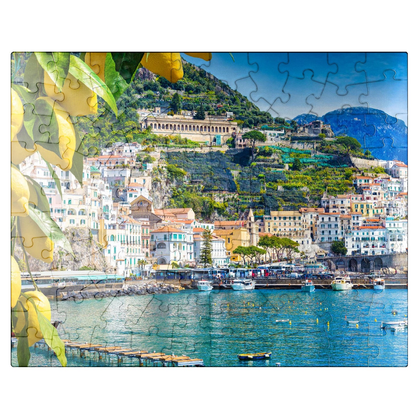 Mypuzzle Panoramic View Of Beautiful Amalfi On Hills Leading Down To The Coast, Campania, Italy - Premium 100 Piece Jigsaw Puzzl