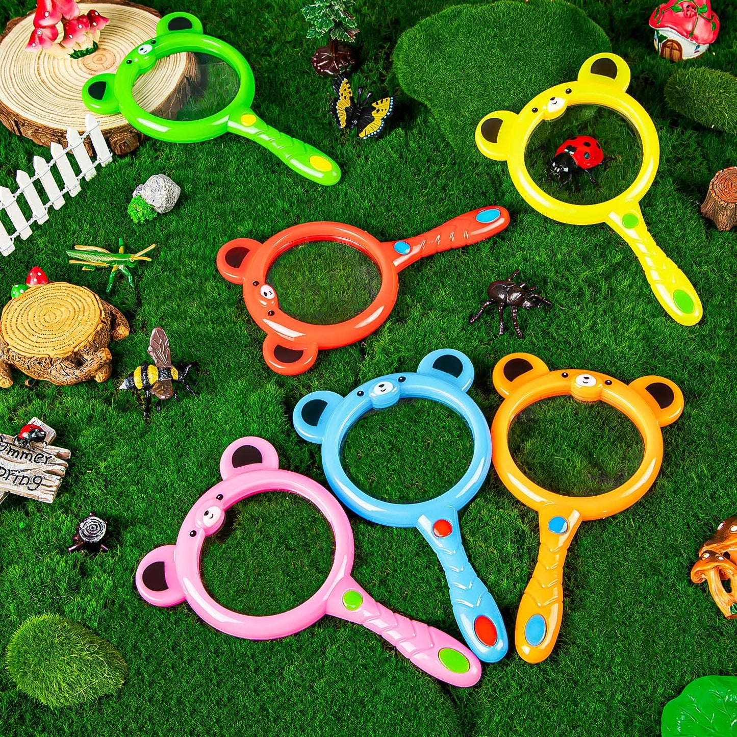 6Pcs Kids Magnifying Glass  Colorful Magnifying Glass for Kids  Hand Toy Magnifying Glasses  Mini Magnifier Glasses for Science Class Reading Outdoor Observation Party Favor