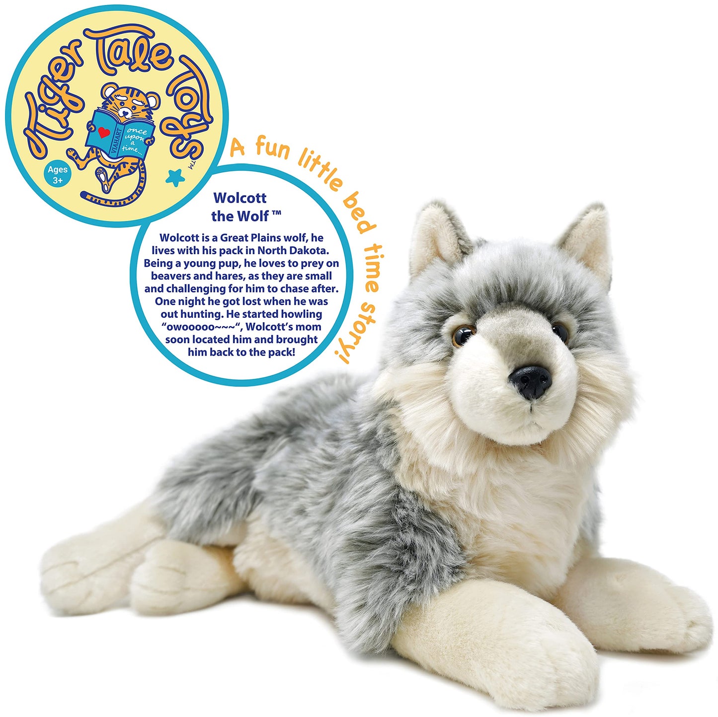 TigerHart 14 Inch Plush Dog - Whitaker The Wolf, White Polyester Stuffed Animal, Model 850000897878