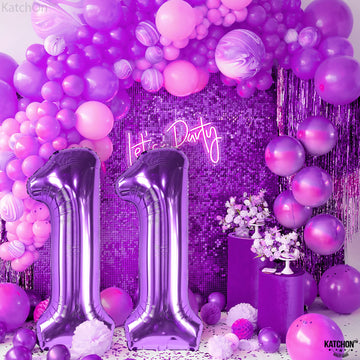 Katchon, Giant Purple 11 Balloon Number - 40 Inch | Foil Number 11 Balloon Purple For 11Th Birthday Decorations For Girls | Purple 11 Birthday Balloon | Purple 11 Balloons Number Birthday Decorations