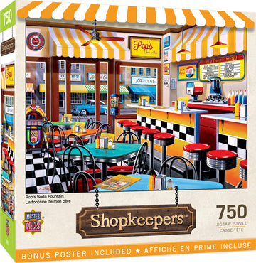 Masterpieces 750 Piece Jigsaw Puzzle For Adults, Family, Or Kids - Pop'S Soda Fountain - 18'X24'