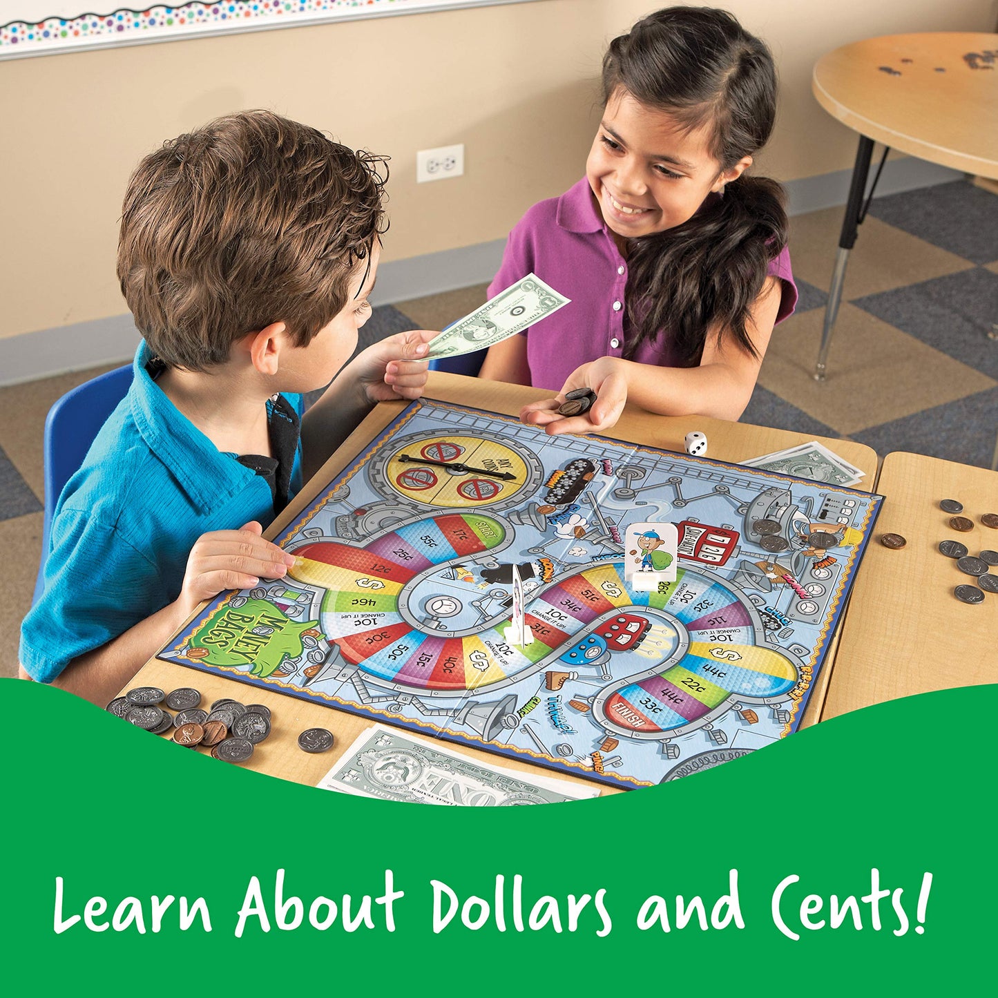Learning Resources Money Bags Coin Value Game - Ages 7+ Fun Games for Kids  Develops Math Skills and Recognition  Educational Play Kids For 2 to 4 Players