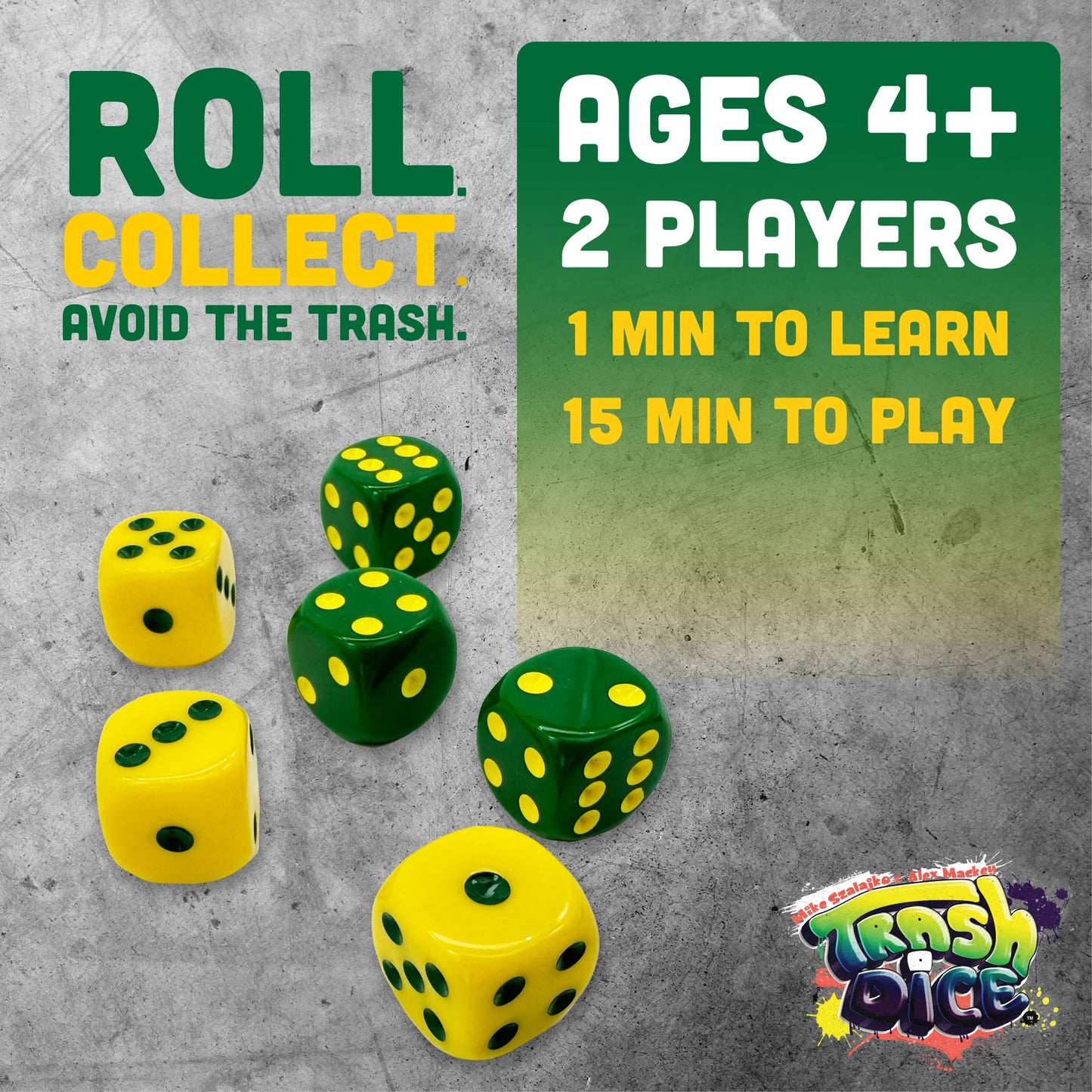 Big Discoveries Trash Dice Game - Fast-Paced 2-Player Dice Game, Plastic, White, Model 6003, Ideal for Travel and Game Nights