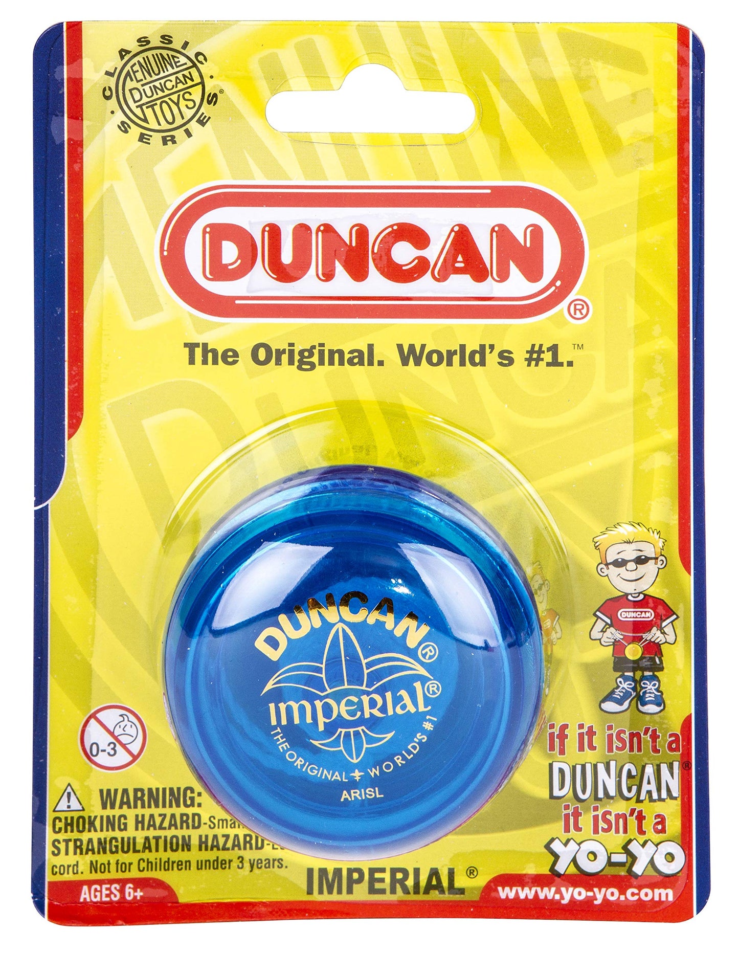 Duncan Toys Imperial Yo-Yo, Beginner Yo-Yo With String, Steel Axle And Plastic Body, Blue