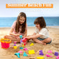 Sloosh Beach Sand Toys Set - Pink Dump Truck Car Toys with Sand Molds Toddlers Outdoor Play, Collapsible Buckets Mesh Bag Sand S