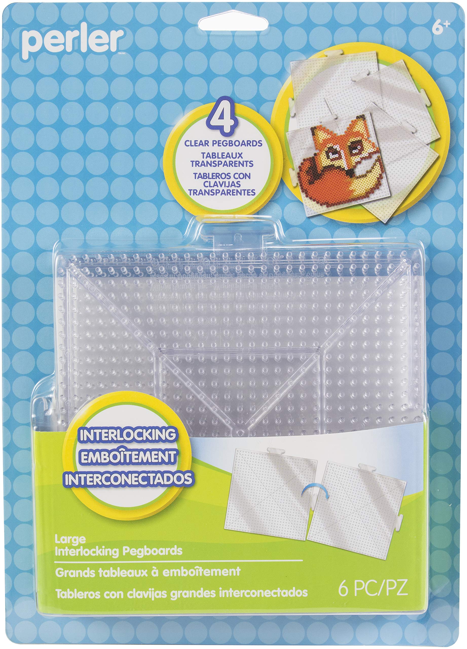 Perler Beads Clear Square Pegboards, 4pc
