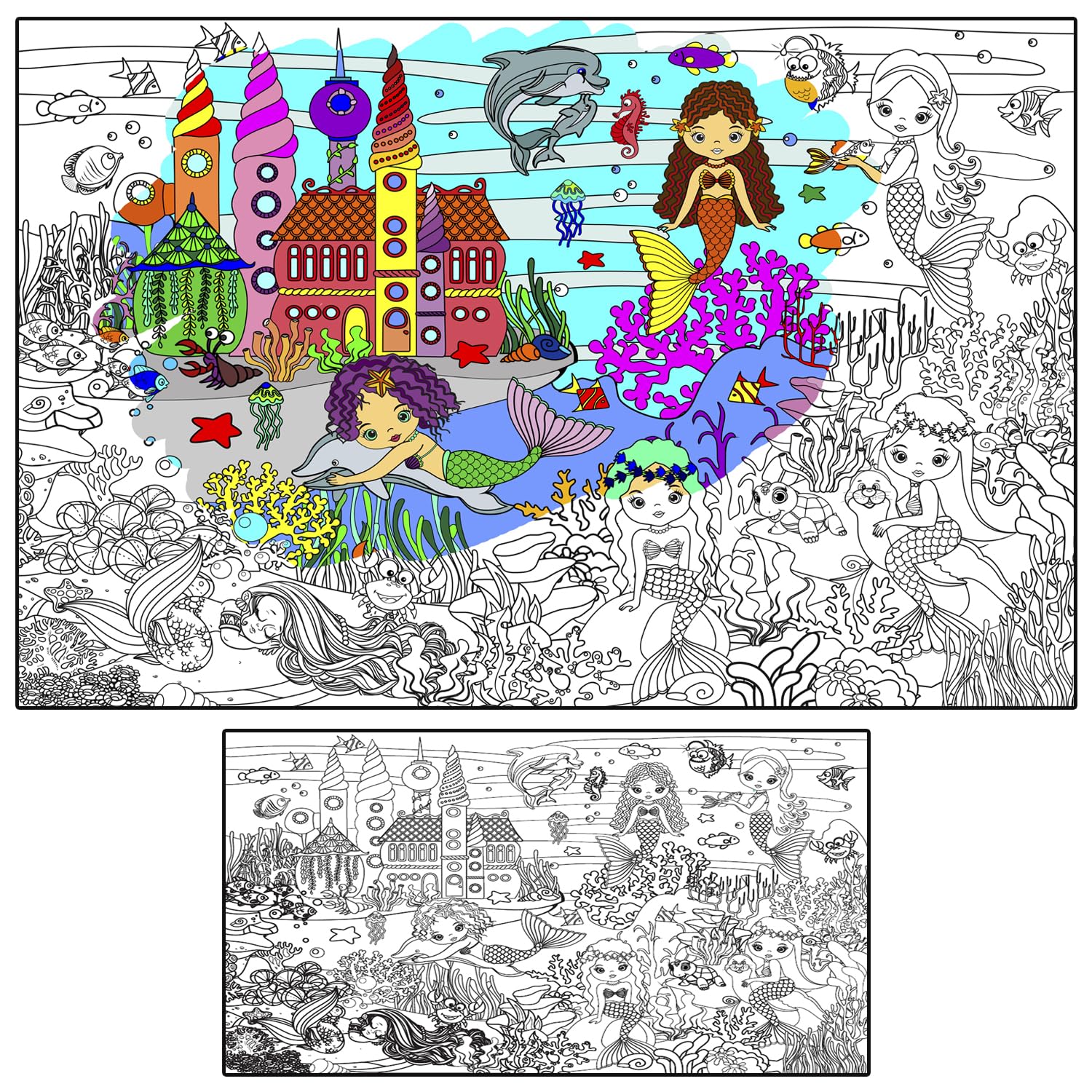 ALEX Art, Giant Coloring Poster - Mermaid Large Wall Pages - Fun Kids Art Project Activities - Jumbo Coloring Sheets Books for G