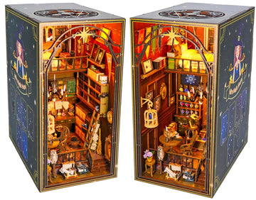 Lycidae Book Nook Kit For Adults, Diy Dollhouse Booknook, 3D Wooden Puzzle, Diy Miniature Dollhouse Kit With Led Light For Adult