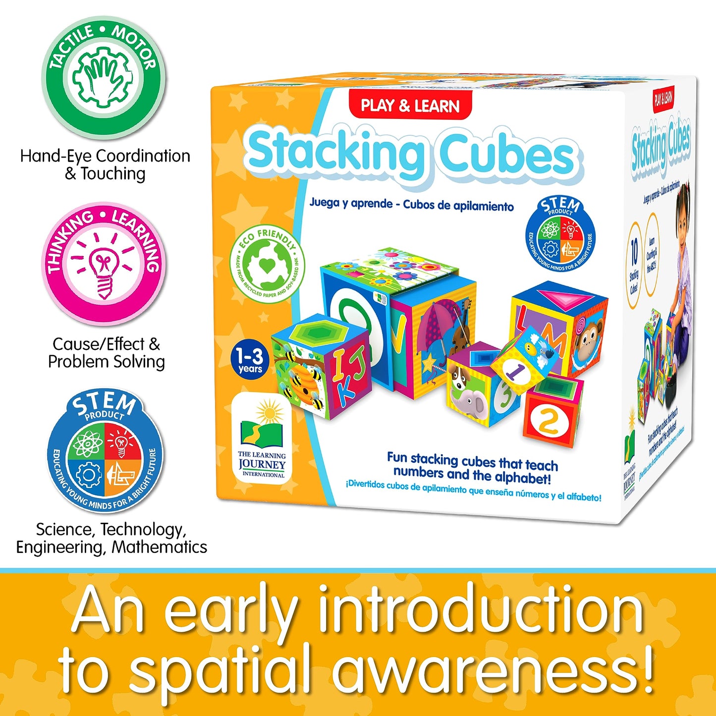 Learning Journey International LLC Play & Learn - Stacking Cubes - STEM Toddler Toys & Gifts for Boys & Girls Ages 12 Months and