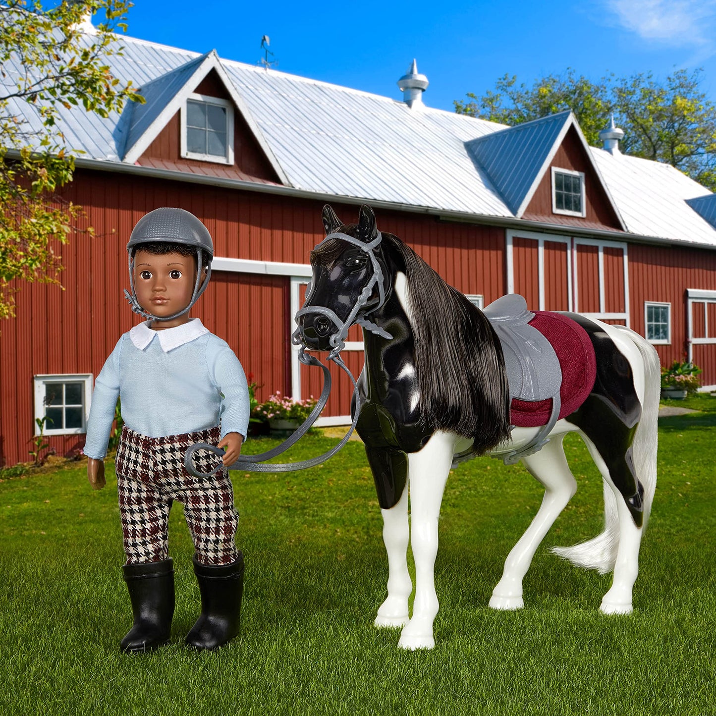 Lori – Mini Boy Doll & Toy Horse – 6-Inch Doll & Black Pinto Horse – Set With Clothes, Animal & Accessories – Playset For Kids – 3 Years + – Landon & Luna
