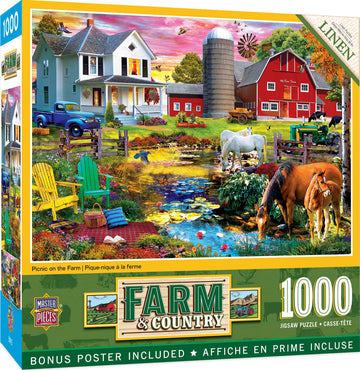 MasterPieces 1000 Piece Jigsaw Puzzle for Adults, Family, Or Youth - Picnic on the Farm - 19.25x26.75