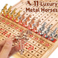Bravmate Large 21 Inches Horse Race Board Game, Solid Wood Foldable Horse Racing Game With 11 Luxury Metal Horses, 2 Wooden Dice