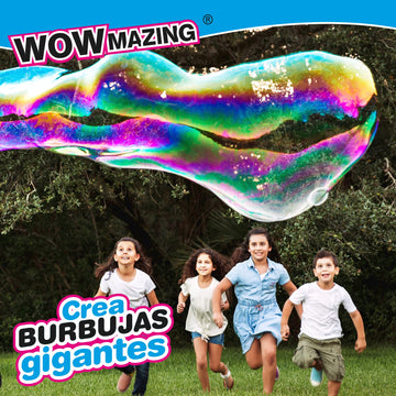 Wowmazing Giant Bubble Wands Kit: (4-Piece Set) | Incl. Wand, Big Bubble Concentrate And Tips & Trick Booklet | Outdoor Toy For