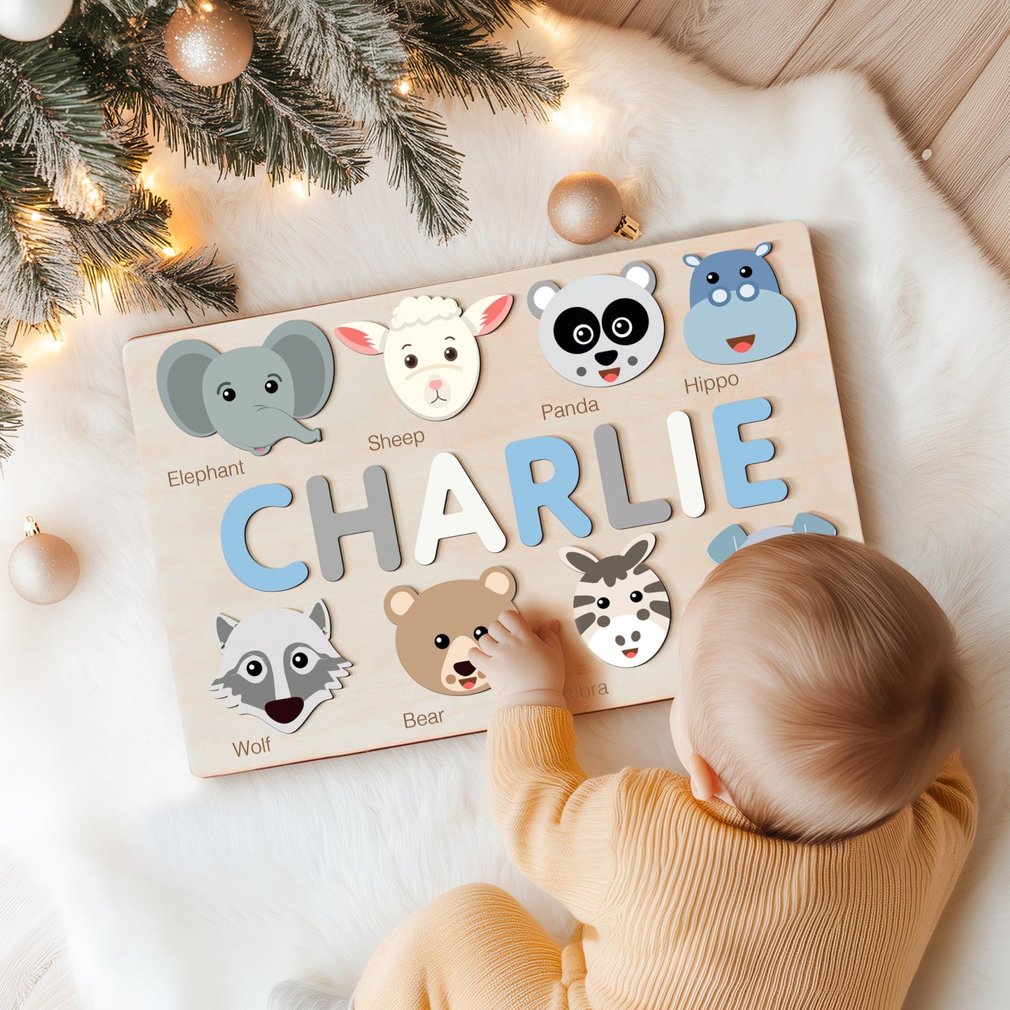 Personalize Name Puzzle for Toddler with Animal  Baby Gift for Girl and Boy 0 1 2 3 Year Old  Personalized Puzzle for Kid  1 Year Old Kid Gifts  Customized Baby Gift  Educational Name Toy