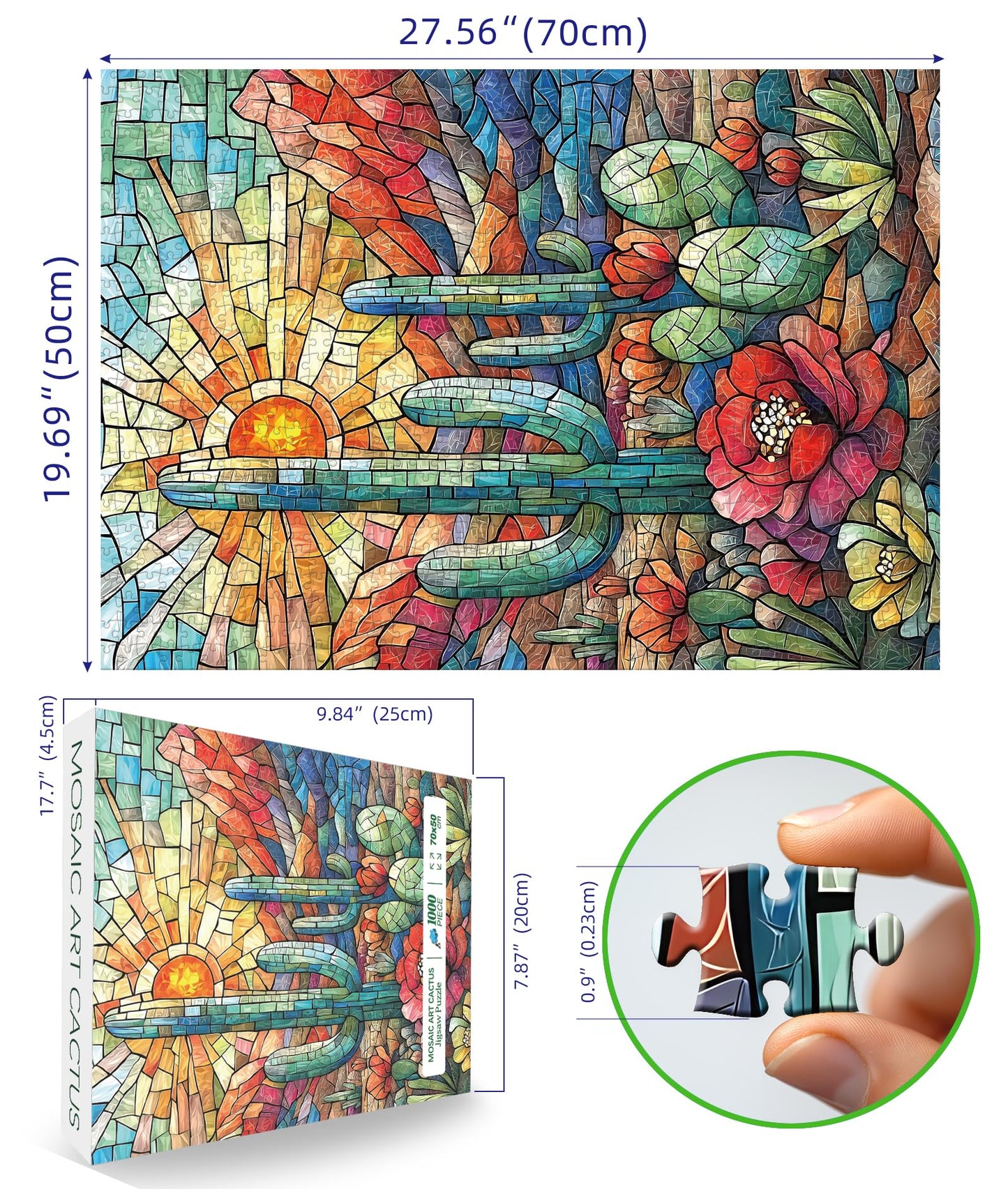 Blueforest Cactus Puzzle Puzzles For Adults 1000 Pieces, Impossible Hard Difficult Challenging Plant Puzzles For Adults, Colorfu