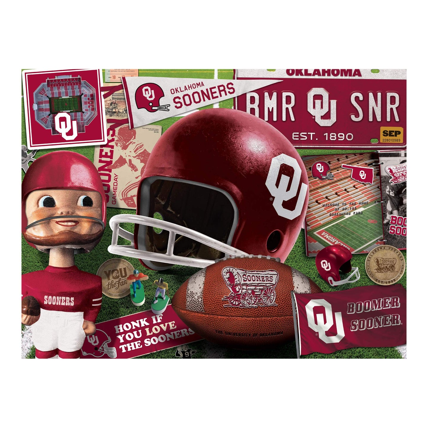 YouTheFan NCAA Oklahoma Sooners 500-Piece Retro Puzzle, Team Colors, Cardboard, One Size, Model 0950233