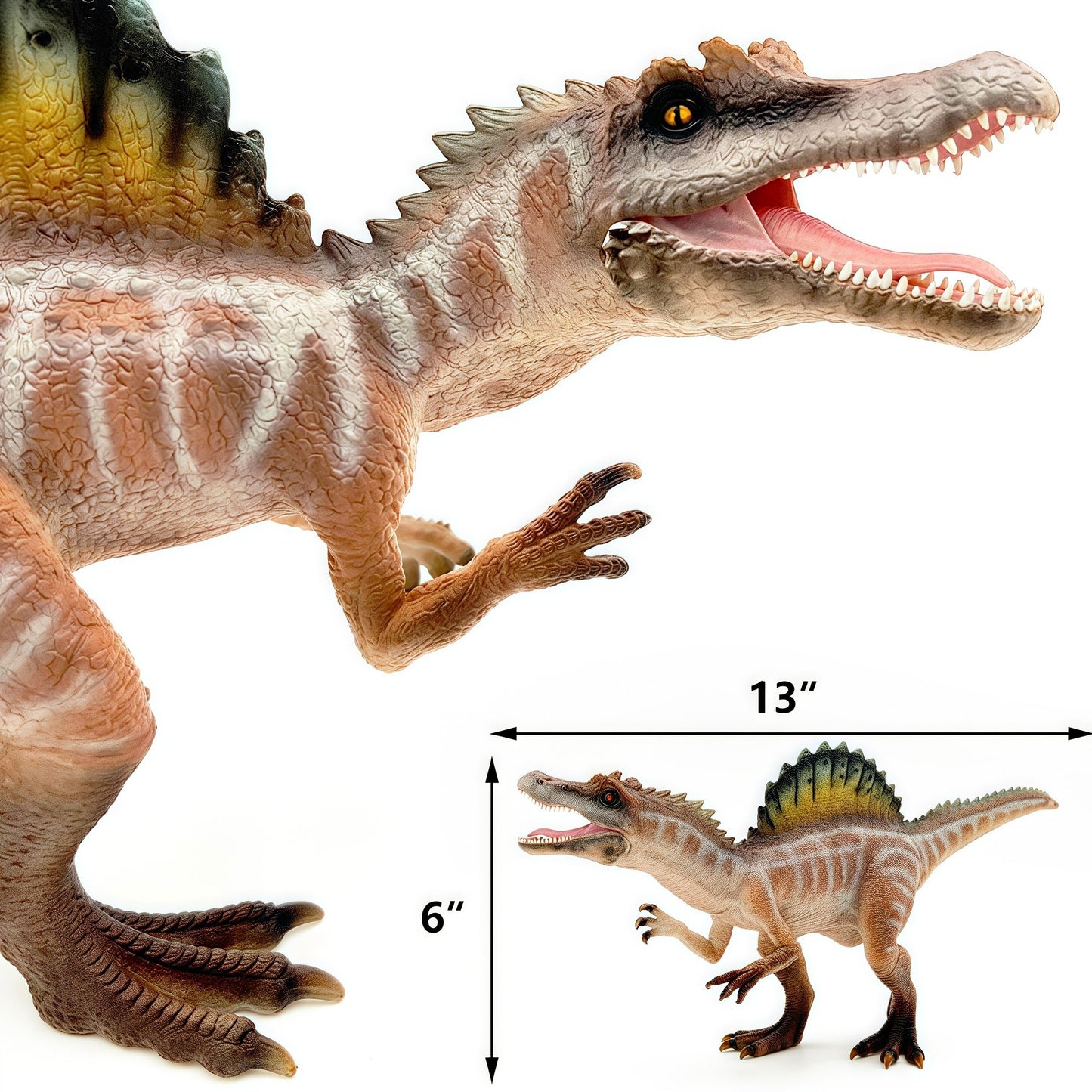 Gemini&Genius Spinosaurus Action Figure with Moveable Jaw, T-Rex Dinosaur Toy for Kids, Early Science Dino Education, Collectibl