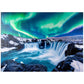 MyPuzzle 1000 Piece Jigsaw Puzzle - Northern Lights Over Godafoss Waterfall, Cardboard, Multi Color, Premium Quality