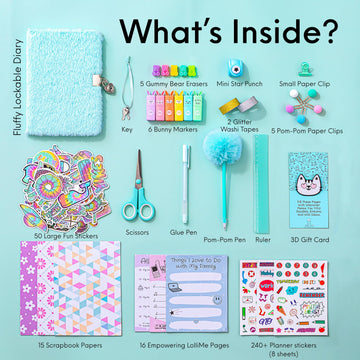 HAPPY LOLLI Mint LolliME DIY Journal Kit – 300+ Pieces, Lockable Diary, Markers, Stickers, Empowering Pages for Girls