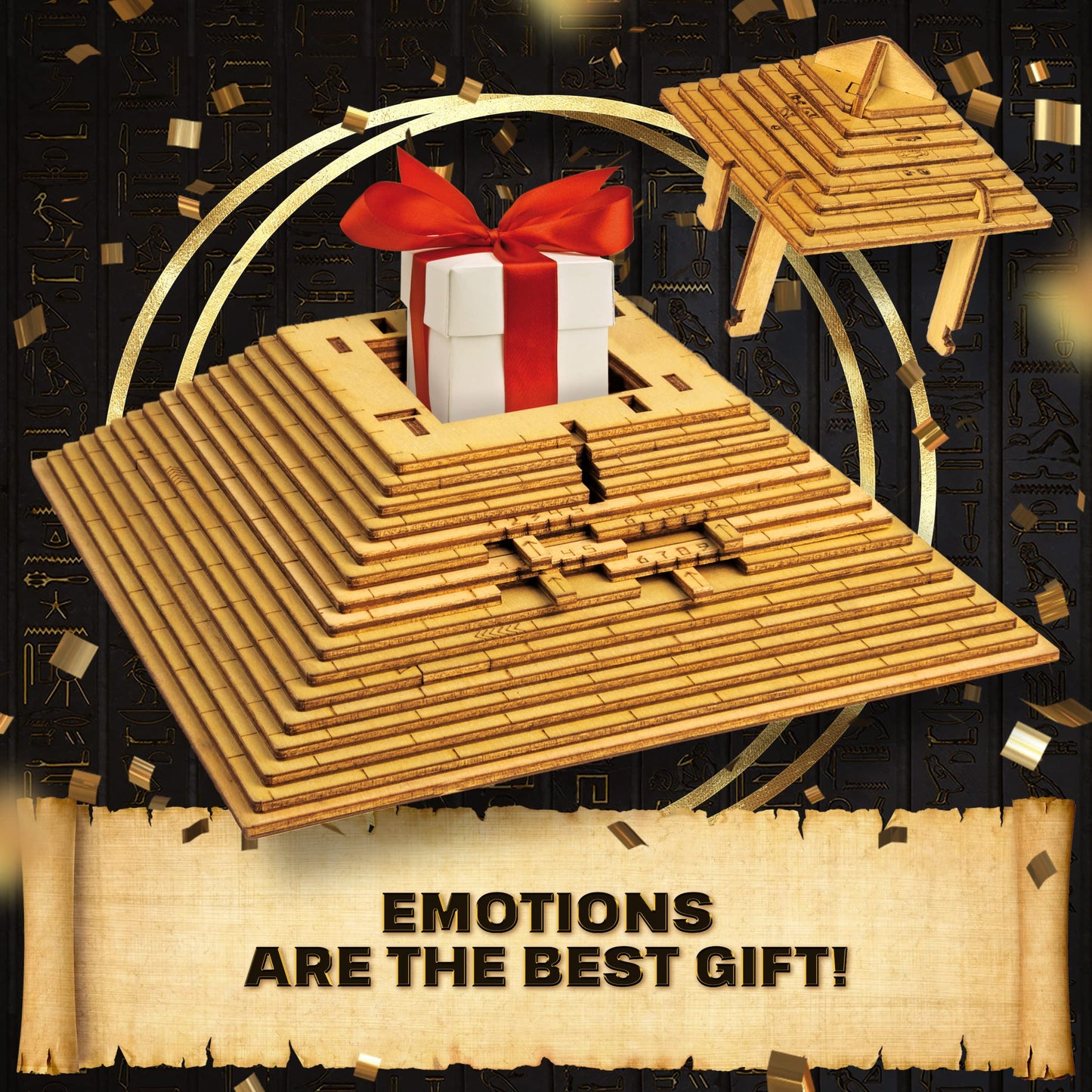 ESC WELT Quest Pyramid Puzzle Box - Escape Room in a Box - Brain Teaser Puzzle for mature-themeds & Teenagers - Puzzle Box with Hidden Compartment - 3D Puzzle for mature-themeds - Wooden Puzzle for Family Games