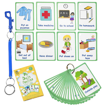 My Daily Routine Cards 27 Flash Cards For Visual Aid Special Ed, Speech Delay Non Verbal Children And Adults With Autism Or Special Needs