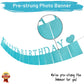 Sweet 16 Birthday Decorations Photo Banner In Blue Pre-Assembled - Sweet 16 Banner With Sixteen Photo Card Frames Party Supplies