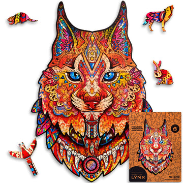 Unidragon Original Wooden Jigsaw Puzzles - Gentle Lynx, 297 Pcs, King Size 10.6'X16.1', Beautiful Gift Package, Unique Shape Best Gift For Adults And Kids