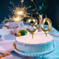 Bailym 30th Birthday Candles, Gold Wax Cake Topper for Party Decorations