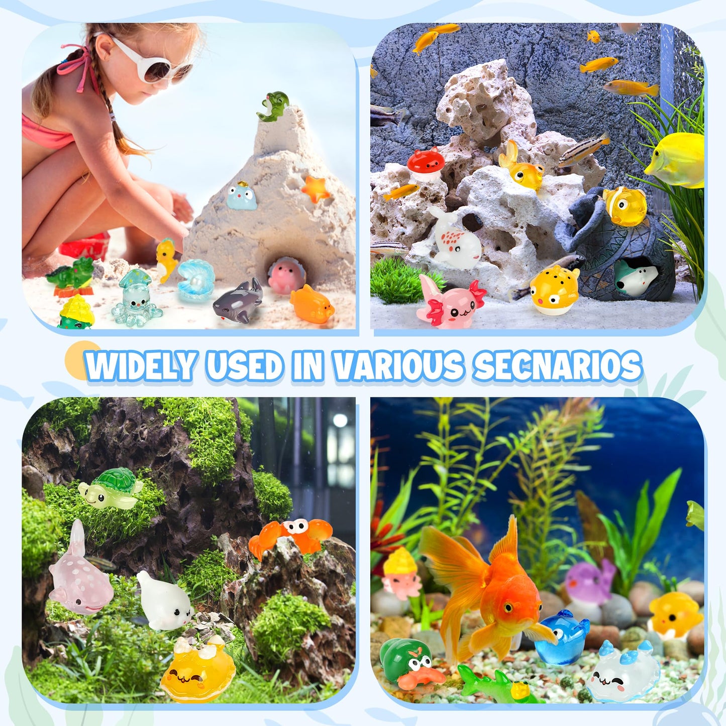 20pcs Ocean Mini Resin Animals 20 Styles Tiny Sea Resin Animals Figurines Miniature Little Small Plastic Animal Figures Bulk for