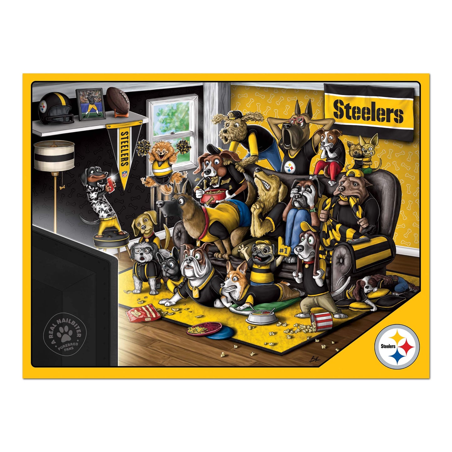 Youthefan Nfl Pittsburgh Steelers Purebred Fans 500Pc Puzzle - A Real Nailbiter