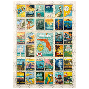 Mypuzzle Florida: Multi-Image Print, Vintage Poster - Premium 500 Piece Jigsaw Puzzle For Adults