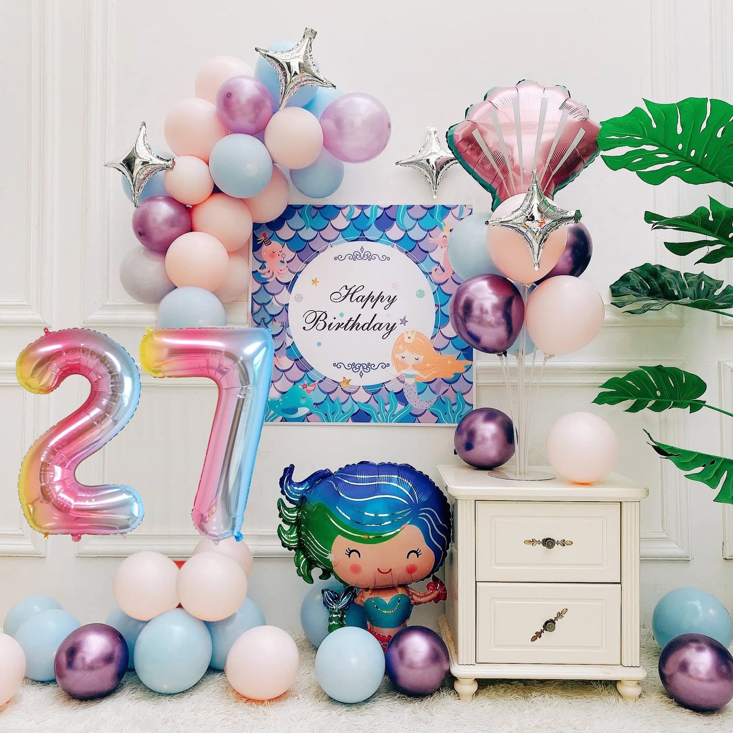 Smlpuame 40 Inch Number Balloons 0-9 Rainbow Gradient Large Number 27 Balloons, Digital Balloons For Birthday Party Celebration