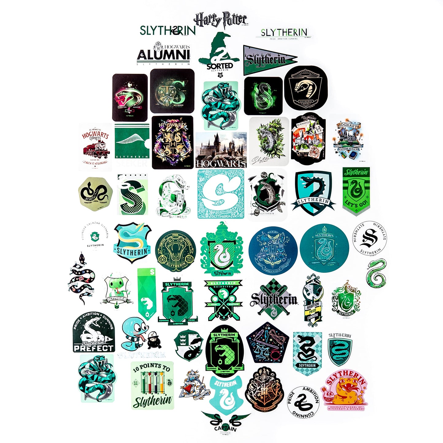 Conquest Journals Harry Potter Slytherin Vinyl Stickers, Unique Stickers Including Holograms, Waterproof And Uv Resistant, Great For All Your Gadgets, Potterfy All The Things (120 Pack Variety Bundle)
