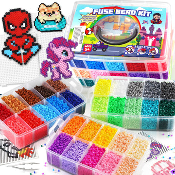 FUNZBO 32000 5mm Fuse Beads Kit - 32 Colors, Christmas Homeschool Arts and Crafts Supplies for Kids, Toys Set, Art Decorations f