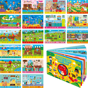 SpriteGru Search & Find Book  30 Dry Erase Activities Game Pad  Reusable & Erasable Montessori Learning Toy Educational Games Autism Sensory Toys for Preschool Girls and Boys Ages 3  4  5  6