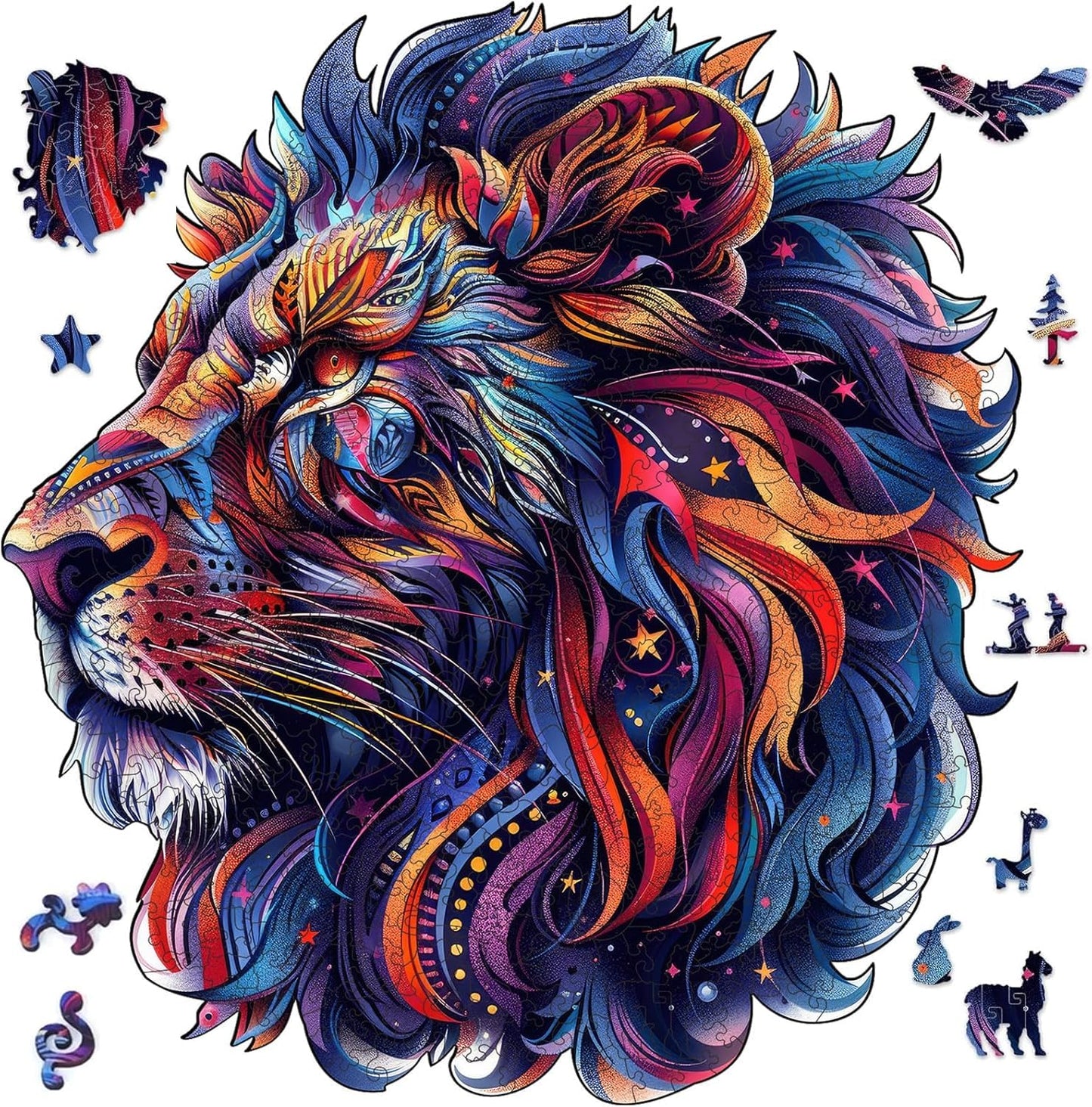 Qiuenisray Wooden Puzzles for mature-themeds 1000 Pieces  Lion Jigsaw Puzzles Wall Decor  FSC Certified Unique Shape Ocean mature-themed Puzzles  Irregular Creative Gift for Family Game 21.9 x 23.6 in