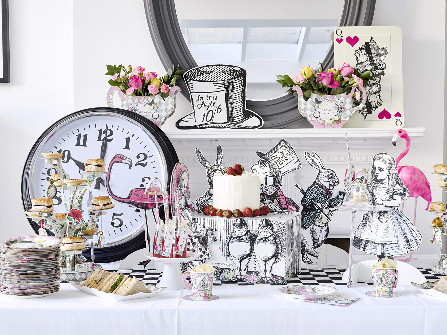 Pack of 8 Alice in Wonderland Props - Oversized Decorations, Party Supplies For Mad Hatter Tea Party, Birthday, Afternoon Teas,