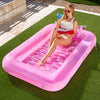 Sloosh Inflatable Tanning Pool Lounge Float  70 x 46 Suntan Tub Raft Floatie  Tanning Pool with Pillow  Personal Pool Lounger for mature-themed Summer Water Party  L-Pink