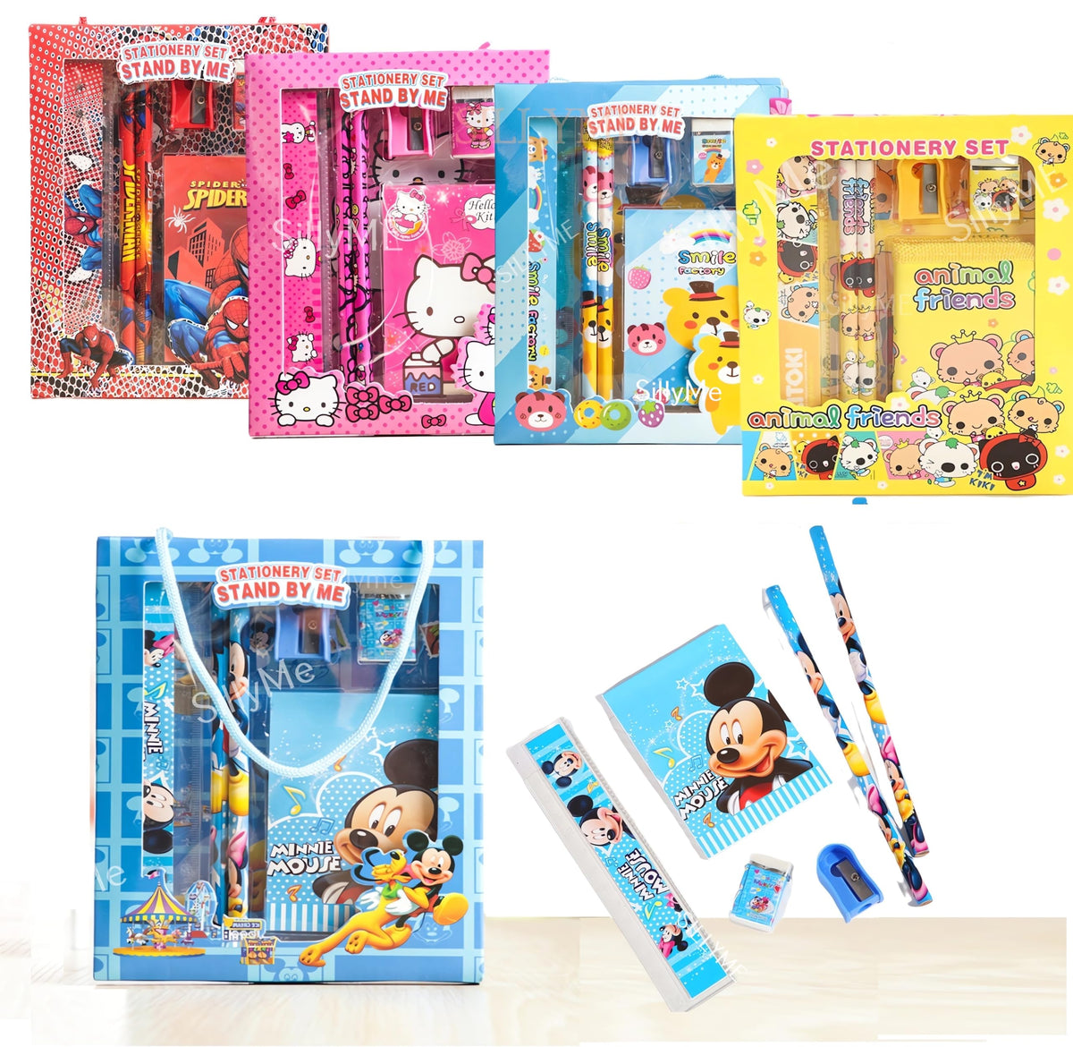 6pcs Cute Cartoon Stationery Set  Includes Pencil, scale, eraser  Return Gifts Birthday Party for kids  Best Birthday Return 