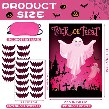 Pin The Mouth On The Ghost Halloween Party Game For Kids Ghost Poster With 24 Pieces Mouth Stickers And A Blindfold For Hallowee